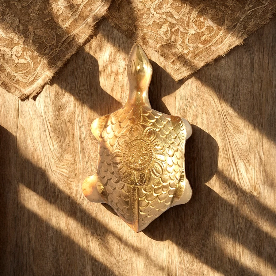 Brass Turtle Round Flower | Brass Art | Home Decor | Religious showpiece | symbol of money |