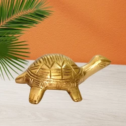 3.75" Pack of - 1 Brass Turtle Zig Zag | Symbol of Money | Handcrafted Brass Tortoise | Brass Polished Lacquer Finish | Symbol of Luck  |  Decorative Showpiece for Home & Office