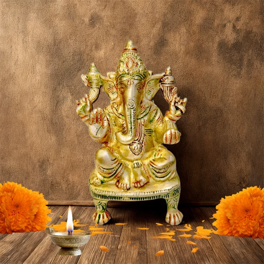 Brass Ganesh Ji02 | Golden Vighnaharta | Siddhivinayak | Vinayak Blessings | Brass Idol