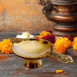 80 mm Pack Of - 4 Handcrafted Mini Brass Aarti Diya | Temple Pooja Deepak | Traditional Oil Lamps for Aarti (BDY-001)