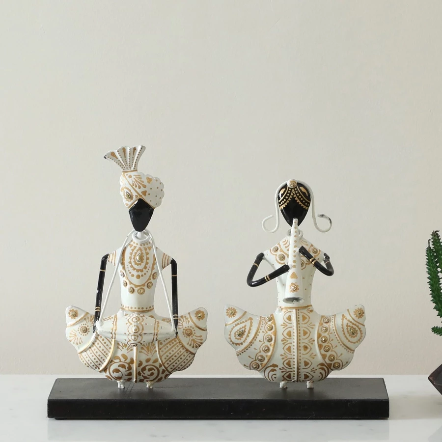 Multicolour Iron & MDF Rika Couple Musician Figurine