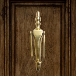 7" Sleek Brass Door Knocker DK-009 | Modern Brass Door Knocker | Slimline Brass Door Knocker | Ring Brass Door Knocker