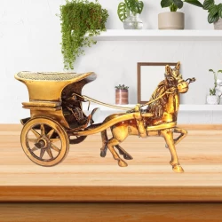 6.5" Brass Horse Cart  BHC-05 | Copper Antique Finish | Handcrafted Brass Vintage Showpiece | Traditional Indian Decor | Ideal for Gifting & Home Display