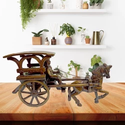 7.5" Pack of - 1 Brass Horse Cart BHC-06 | Copper Antique Finish | Handcrafted Decorative Showpiece | Traditional Vintage Design | Home Decor & Gift Item
