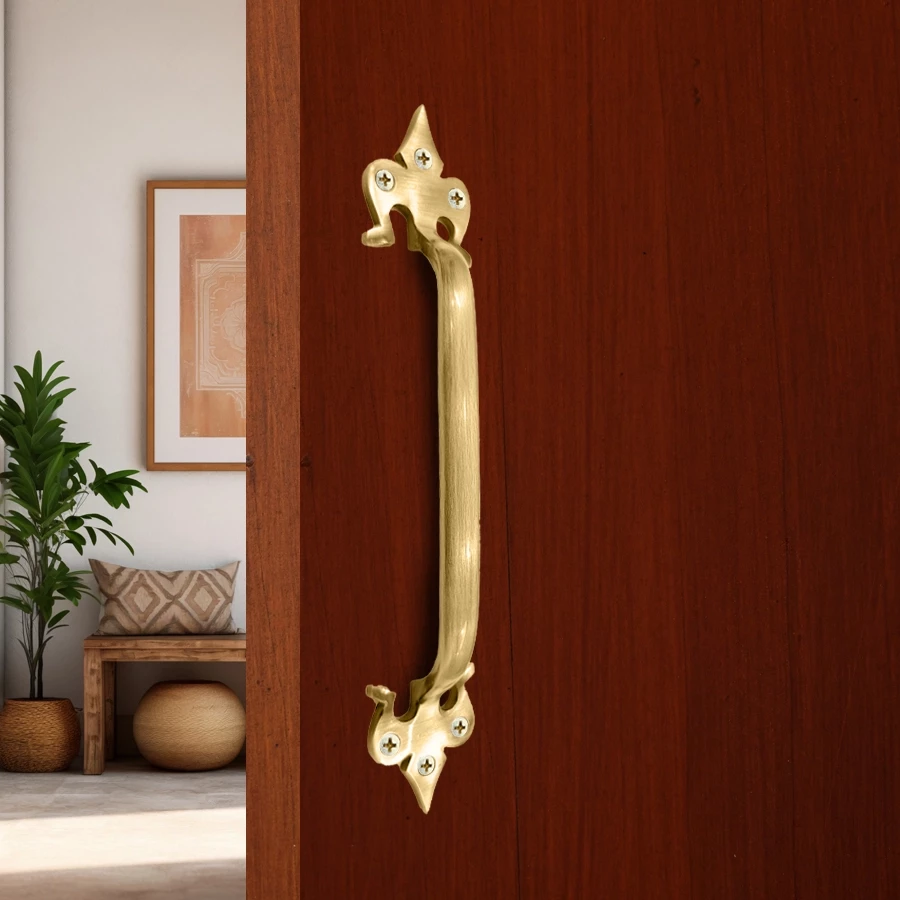 10" Brass Trishul Pull Handle PH-005 | Brass Antique Pull Handle | Door Pull Handle | Brass Heavy Duty Door Handle