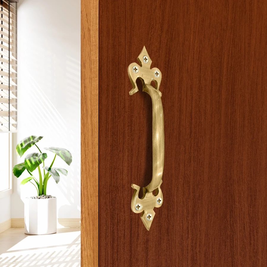 9" Brass Trishul Pull Handle PH-001 | Brass Antique Pull Handle | Door Pull Handle | Brass Heavy Duty Door Handle