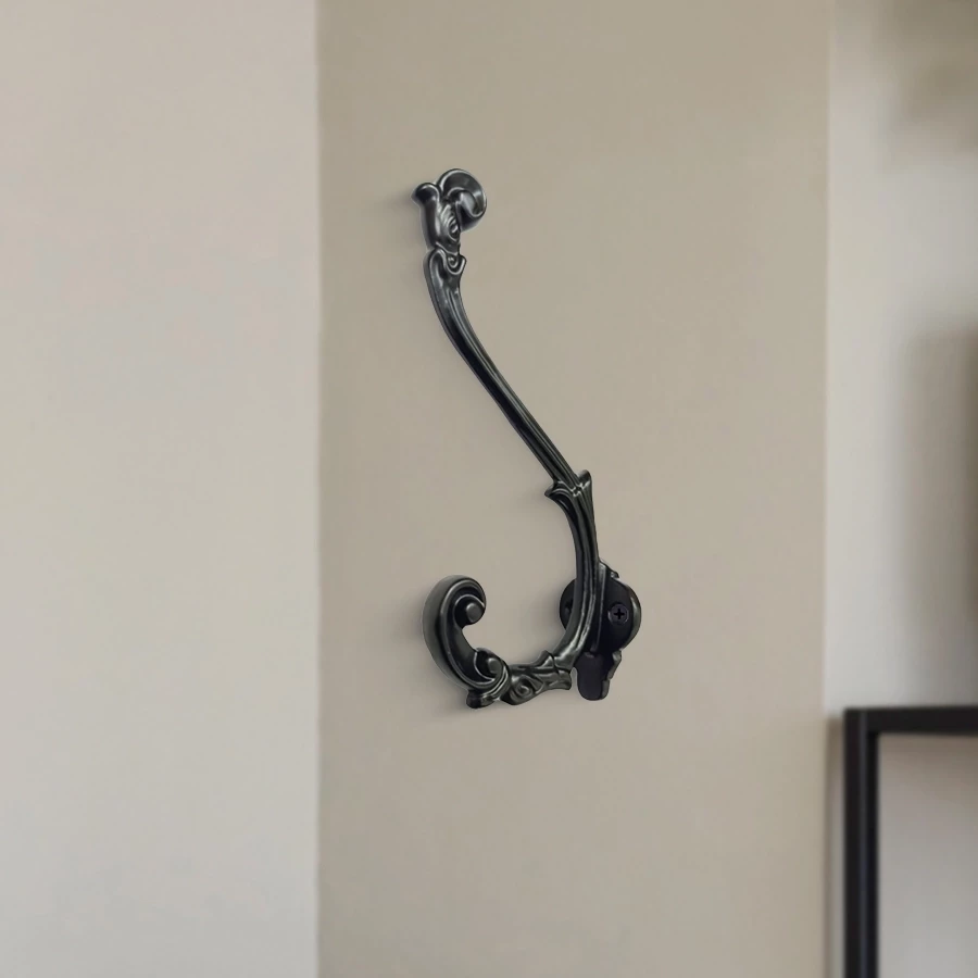 17cm Cast Iron Hook CIHK-008 | Cast Iron Cloth Hanging Hook | Cast Iron Black Powder Coating Clothing Hook |
