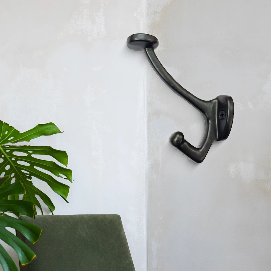 11cm Cast Iron Hook CIHK-010 | Cast Iron Cloth Hanging Hook | Cast Iron Black Powder Coating Clothing Hook |