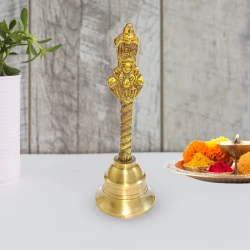 5.8" Brass Hand Bell BBL-001 | Pooja Handle Bell | Brass Pooja Bell for Temple | Ghanti for Mandir | Made of Top Brass Antique 182 gm