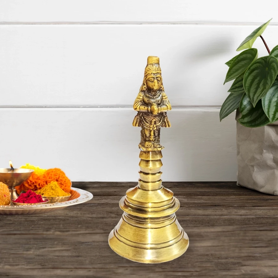 Premium Brass Hanuman Ghanti BBL-002  | Hanuman Ghanti | Hand Bell for Puja Large Size 4.8 Inch 210Gm