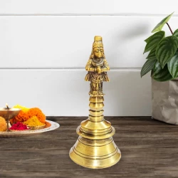 4.8" Brass Hand Bell BBL-002 | Pooja Handle Bell | Premium Brass Hanuman Ghanti BBL-002 | Hanuman Ghanti | Hand Bell for Puja Large Size 4.8 Inch 210gm
