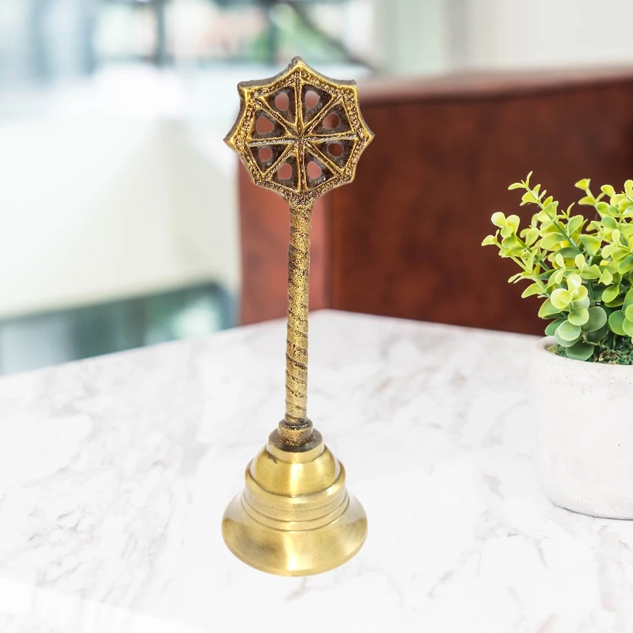 Brass Handle Bell BBL-004 | Brass Ghanti | Hand Bell for Pooja Temple Big Size 6.5 Inch 181Gm