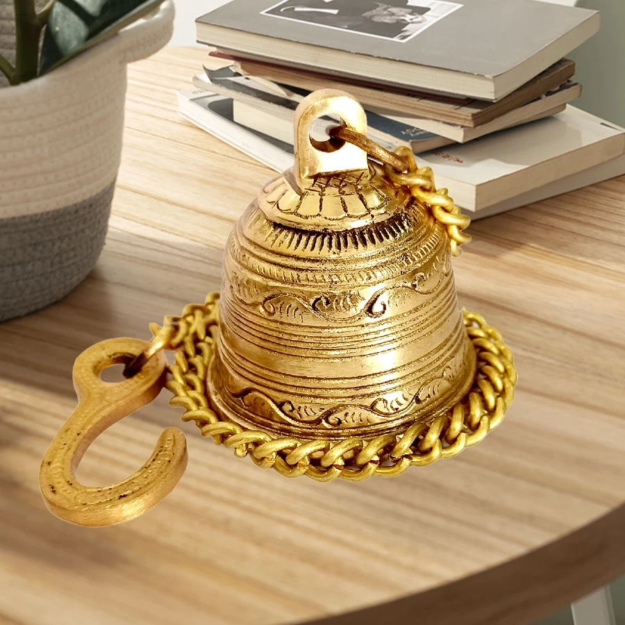 Brass Hanging Bell BHB-001  | Pooja Hanging Bell | Brass Pooja Bell for Temple | Ghanti Mandir | Made of Top Brass Antique
