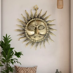 10" Brass Surya Wall Hanging BS-001 | Antique Finish Sun Wall Decor | Wall Decor | Brass Sun Wall Decor | Sun God Wall Decor |