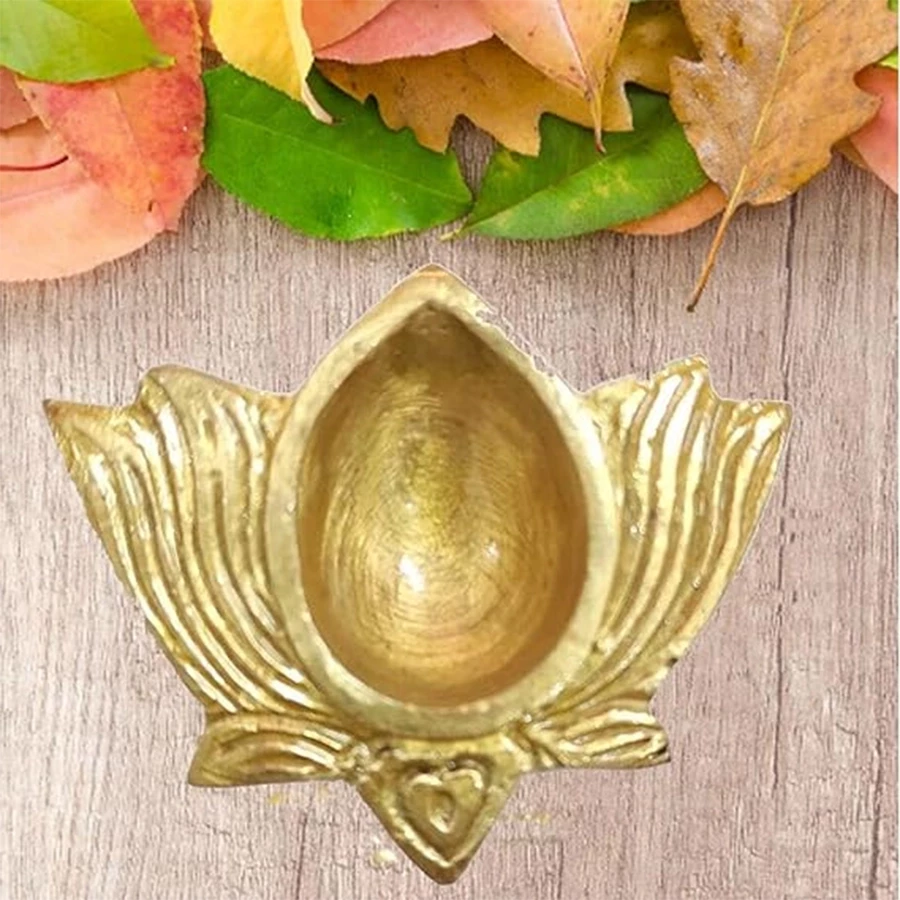 2" (2 piece) Brass Diya BDY009 | Kamal Deepak Puja Diya | Diwali Diya Brass Finish Medium 2 inches Gold 116Gm