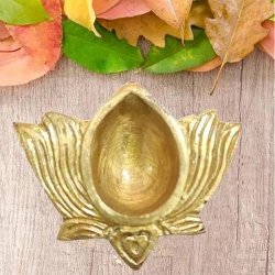 2" Pack of  2  Brass Diya BDY009 | Brass Finish Kamal Deepak | Kamal Deepak Puja Diya | Diwali Diya Brass Finish Medium 232 gm