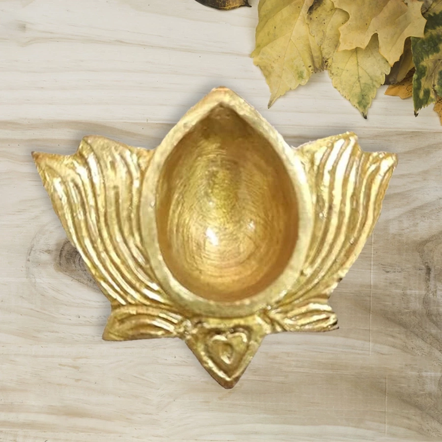 2" (2 piece) Brass Diya BDY010 | Kamal Deepak Puja Diya | Diwali Diya Brass Finish Medium 2 inches Gold 370Gm