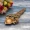 Twin Peacock Design Round Brass Pooja Aarti Spoon, Hawan Spoon for Pouring Ghee in Hawan Kund, Antique Yellow