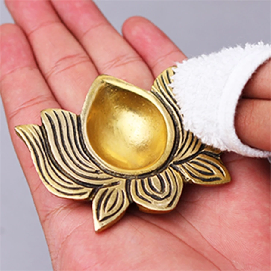 Lotus Shaped Brass Diya for Puja/Kamal Brass Deepam/Deepak/Oil Lamp for Diwali Pooja/Diwali Unique Gift/Unique Home Decoration Item for Gifting (Pack of 4)