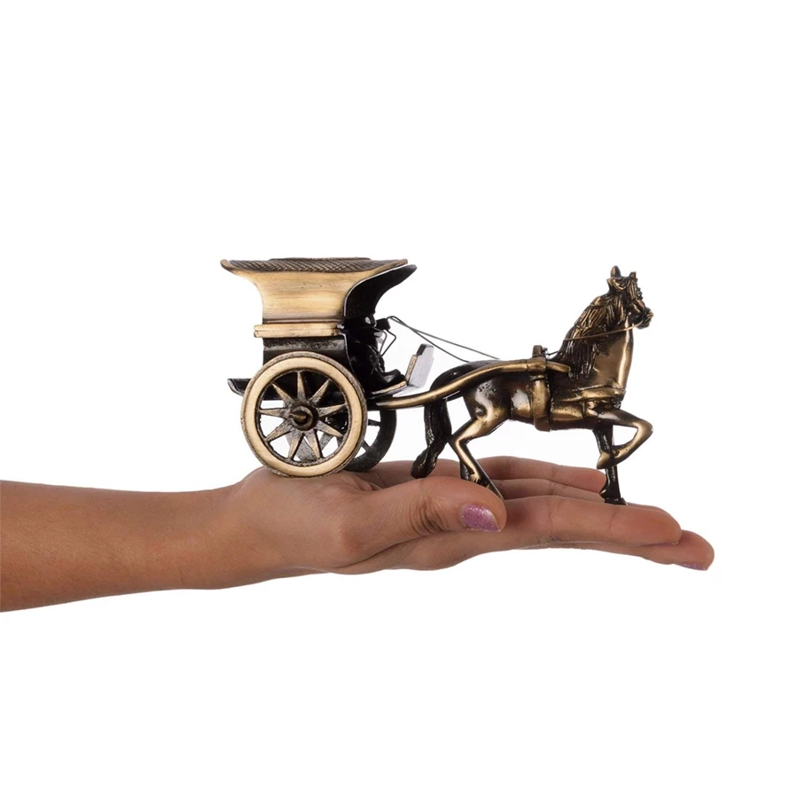 ADVANZO Brass Vintage Horse Cart Showpiece, Brass Showpiece for Home Decor, Brass Decoration Items, Showpiece for Living Room, Pack of 1