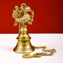 Advanzo Vintage Brass Peacock Bell – Hanging Temple Style Traditional Brass Peacock Design Indian Peacock 1 Piece