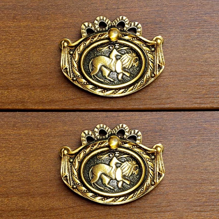 3" Brass Hunter Drawer Pull Handle | Antique Brass Hunter Drawer Pull Handle  | Brass Drawer Pulls | Hunter Drawer Pulls | Vintage-Style Brass Cabinet Pull Handle | (Pack Of - 4Pcs )