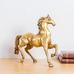 ADVANZO Brass Large Running Horse Showpiece Statues Home Decor | Table | Office |(SKNS/394)