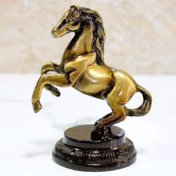 ADVANZO Brass Horse Tableware Showpiece | Uplifted Legs Statue for Modern Home & Office Interiors |