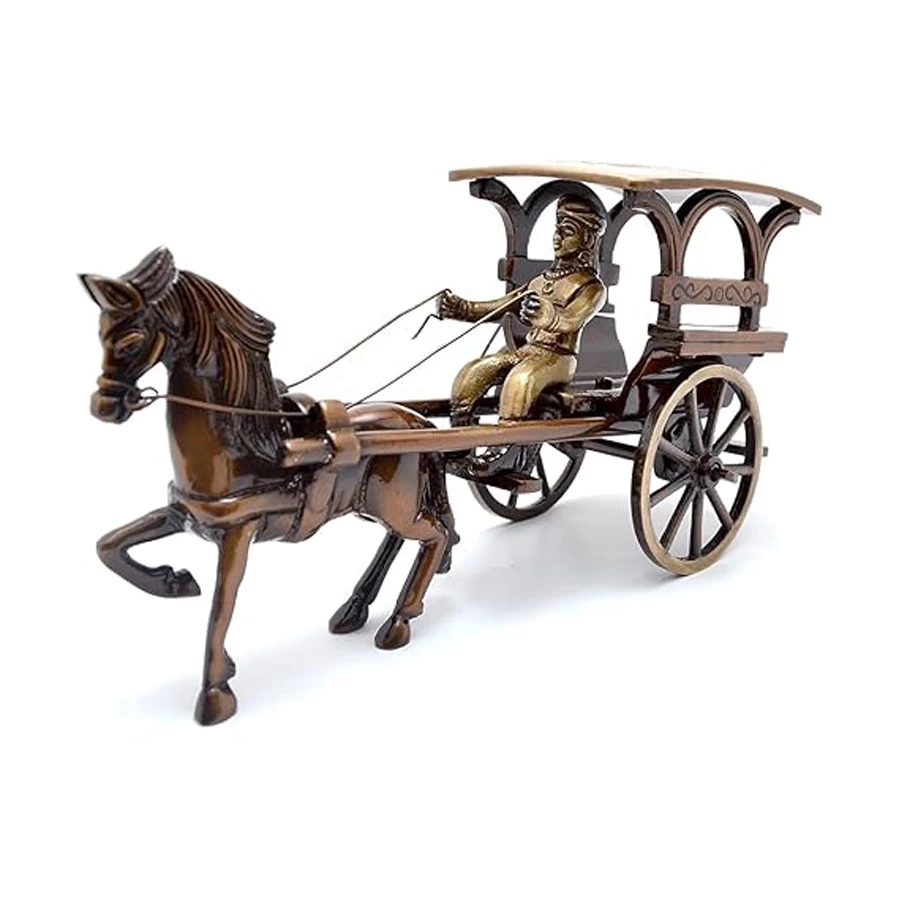 ADVANZO Brass European Horse Carriage Showpiece for Home Decoration, Standard, Multicolour, Pack of 1