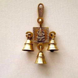 Advanzo Ganesha Design Brass Hanging Bells, Hanging Bells for Home Decoration, Brass Ghanti for Home, Ghanti for Pooja, Temple Decor Hanging Bells, Bell for Mandir, 6 Inches, Pack of 1
