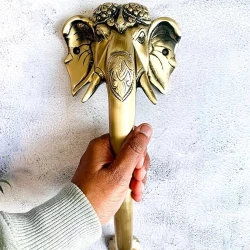 ADVANZO Handcrafted Tuskar Ganesha Brass Door Handle – 11-Inch Antique Finish for Main Door, Pooja Room & Decorative Use
