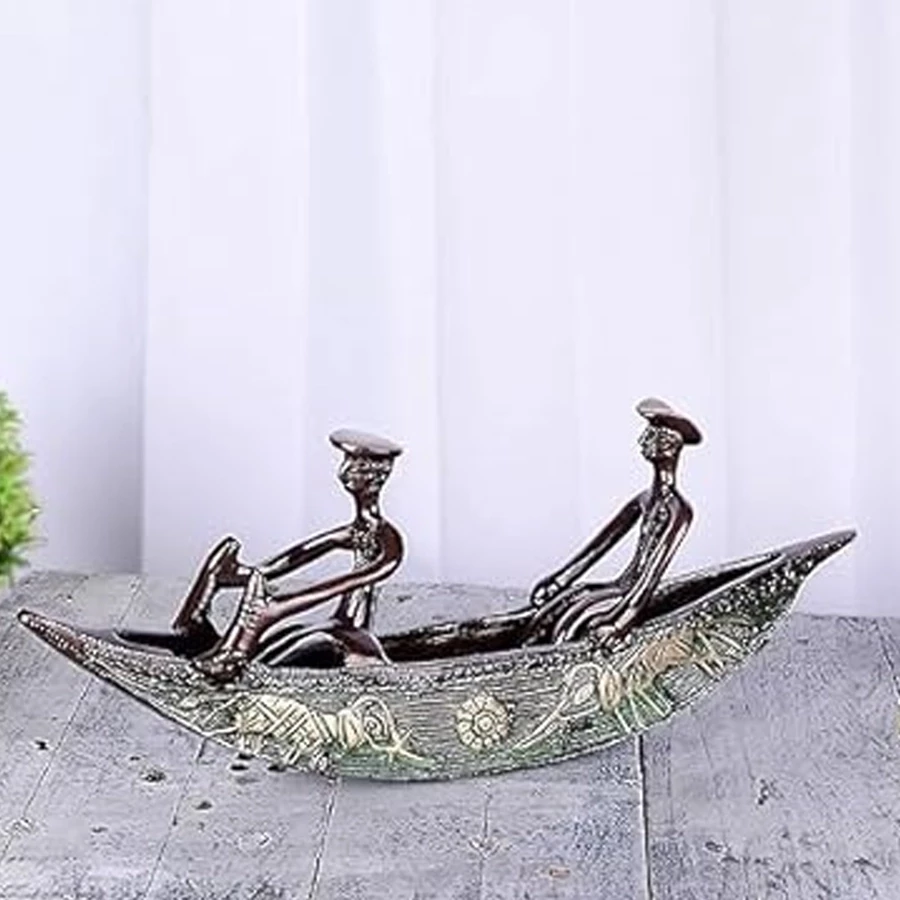 Advanzo Long Kerala Boat Brass Showpiece, Show Pieces for Home Decor, Show Pieces for Gift, Showpiece for TV Unit, Home Decor Items for Living Room, Standard, Pack of 1