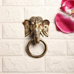 Advanzo Tuskar Ganesha Brass Door Knocker, Door Knockers for Main Door, Front Door Knocker, Antique Brown, Standard, Pack of 1