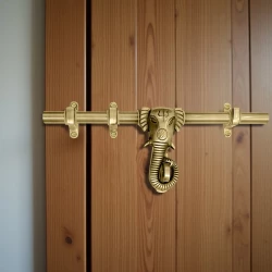 12" Brass Ganesh Aldrop AL-002 | Handcrafted Brass Ganesh Face Door Aldrop | Antique Finish Traditional Indian Style Door Aldrop | Heavy Duty Brass Door Aldrop