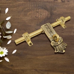 10" Maharaja Brass Aldrop AL-019 | Brass Antique Finish Aldrop | Heavy Duty Brass Door Aldrop with Ornate Design | Traditional Style Brass Aldrop for Main Door, Gate, or Temple Doors