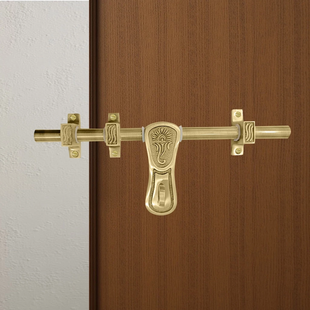 12" Ganesh Brass Aldrop AL‑022 – 16 mm Rod, 12″ Length Antique Finish Door  Aldrop with 11.5 cm Handle