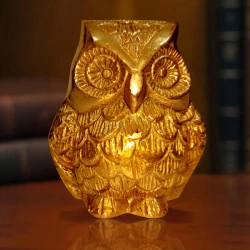 5.75 cm Pack of - 1  Big Brass Owl | Handcrafted Brass Owl Showpiece | Brass Polished Lacquer Finish | Vastu Owl Figurine for Home & Office Decor | Symbol Of Luck | Ethnic Brass Showpiece