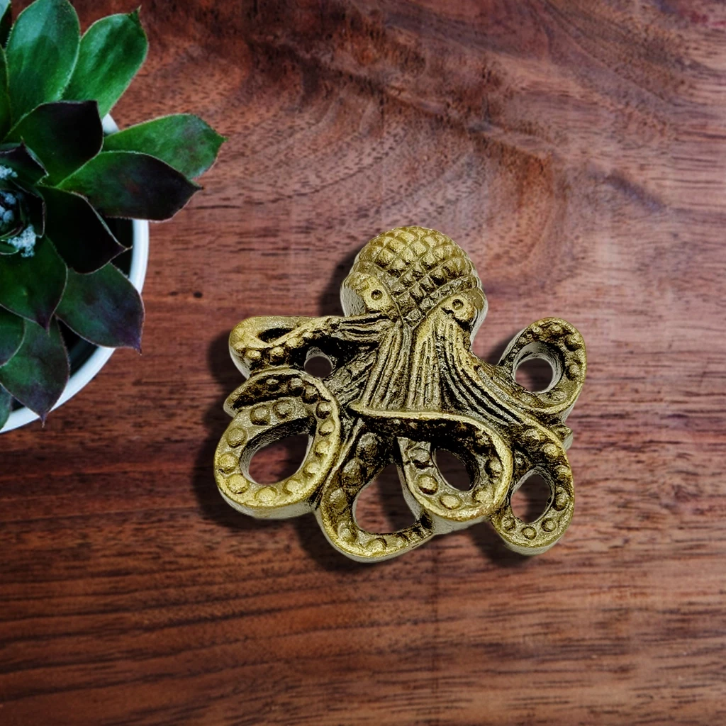 Antique Cast Iron Octopus Knob for Drawer & Cabinet – Pack of 2 | Nautical Theme Hardware | Decorative Vintage Handle for Furniture – 6.5 x 7 cm (CIK-010)