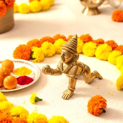 3" Brass Laddu Gopal BLG-002 | Bal Gopal | Krishna Gopala Idol Statue | Pure Brass Gopala Pital Murti Idol Pack Of 1