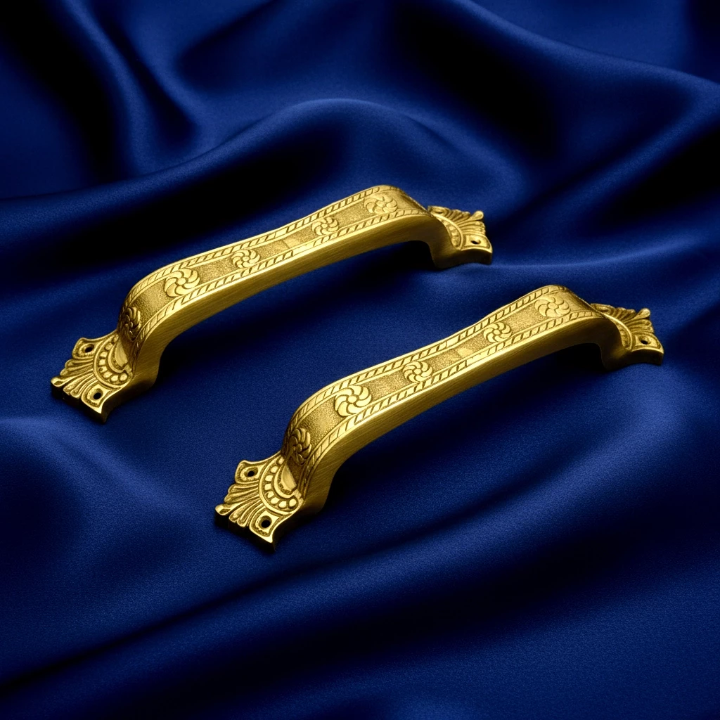 8"  Maharaja Brass Pull Handle PH-015 | Solid Brass Pull Handle | Door Pull Handle | Antique Finish Brass Pull Handle | Royal Pull Handle | Pack OF 2