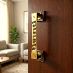 8" Antique Brass Pull Handle for Doors PH-014 | Elegant Vintage Look | Designer Brass Pull Handle | Antique Finish | Heavy Duty | Traditional Door Hardware | Brass Pull Handle With DC | Pack of 2