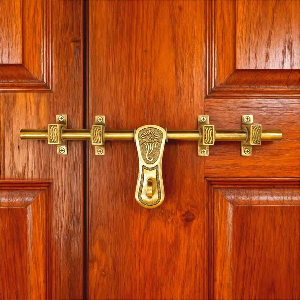 14" X 16mm Brass Chitra Ganesh Aldrop AL-028 | Pure Brass Aldrop | Handcrafted Chitra Ganesh Brass Door Aldrop | Antique Finish Traditional Indian Style Door Aldrop | Heavy Duty Brass Door Aldrop | Pack Of 1