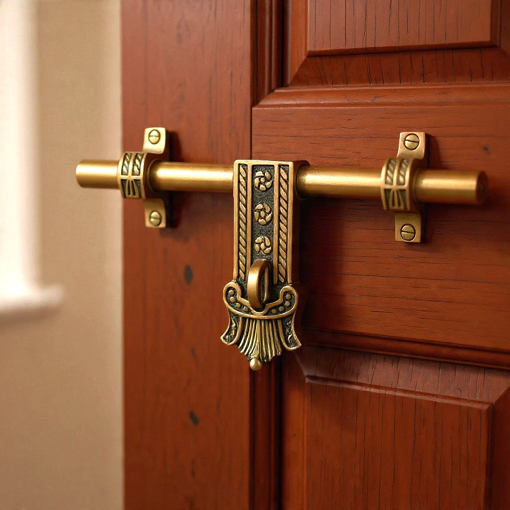 10" Maharaja Brass Aldrop AL-019 | Brass Antique Finish Aldrop | Heavy Duty Brass Door Aldrop with Ornate Design | Traditional Style Brass Aldrop for Main Door, Gate, or Temple Doors