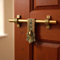 10" Maharaja Brass Aldrop AL-019 | Brass Antique Finish Aldrop | Heavy Duty Brass Door Aldrop with Ornate Design | Traditional Style Brass Aldrop for Main Door, Gate, or Temple Doors