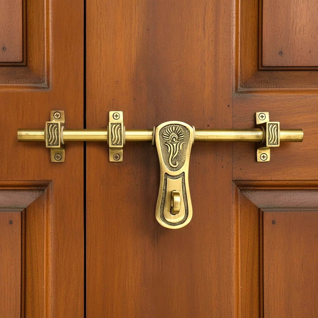 12" X 16mm Ganesh Chitra Antique Brass Aldrop AL-022 | Door Aldrop | Brass Main Door Aldrop | Premium Brass Aldrop | Antique Finish Brass Door Aldrop  | Brass Arla | Brass Tadi  | Brass Kunda |  Pack Of 1