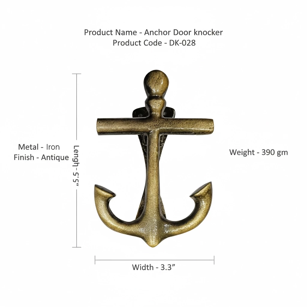 Cast Iron Anchor Door Knocker – Antique Finish Nautical Handmade Front Door Knocker (15cm X 11cm) With Predrilled Holes