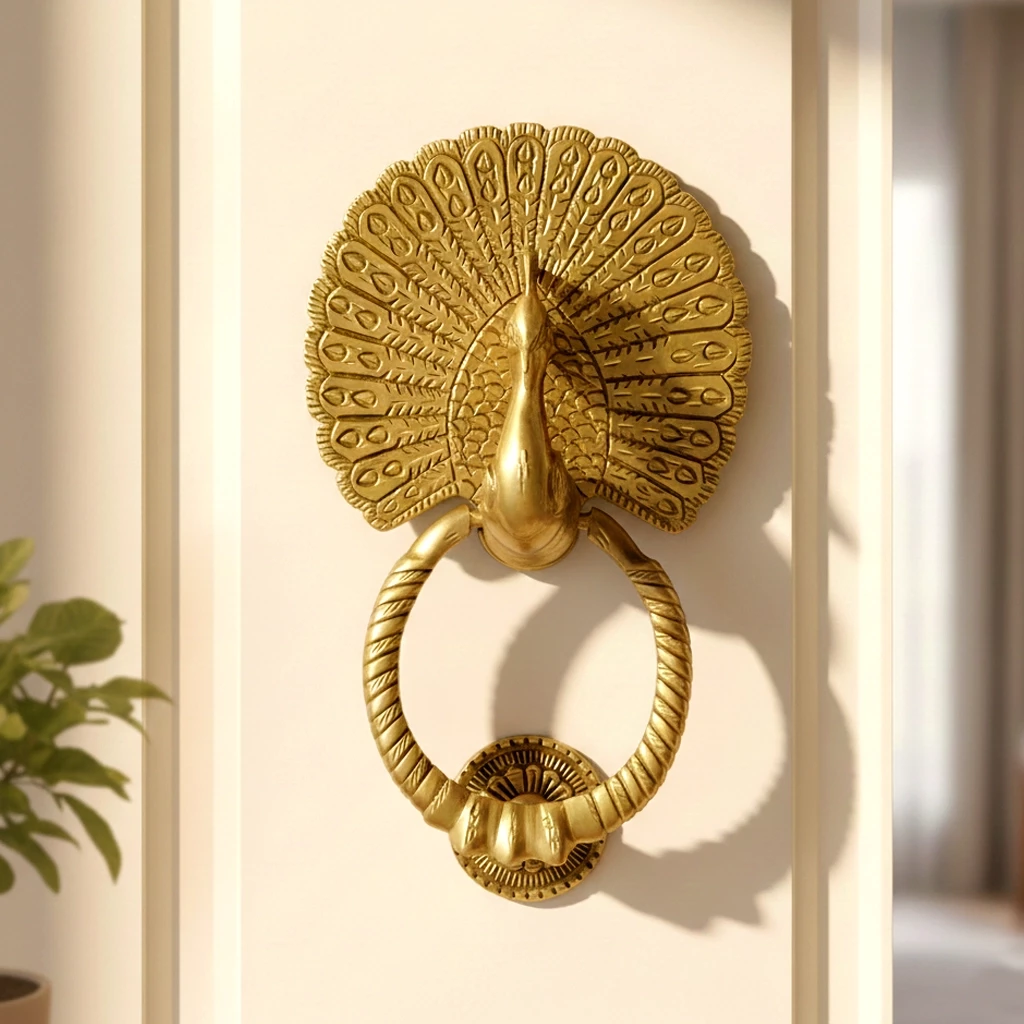 9.8" Big Mayur Brass Door Knocker DK-002 | Peacocks Door Knocker | Antique Brass Door Knocker | Heavy Traditional Design | Solid Brass Door Knocker | Premium Quality