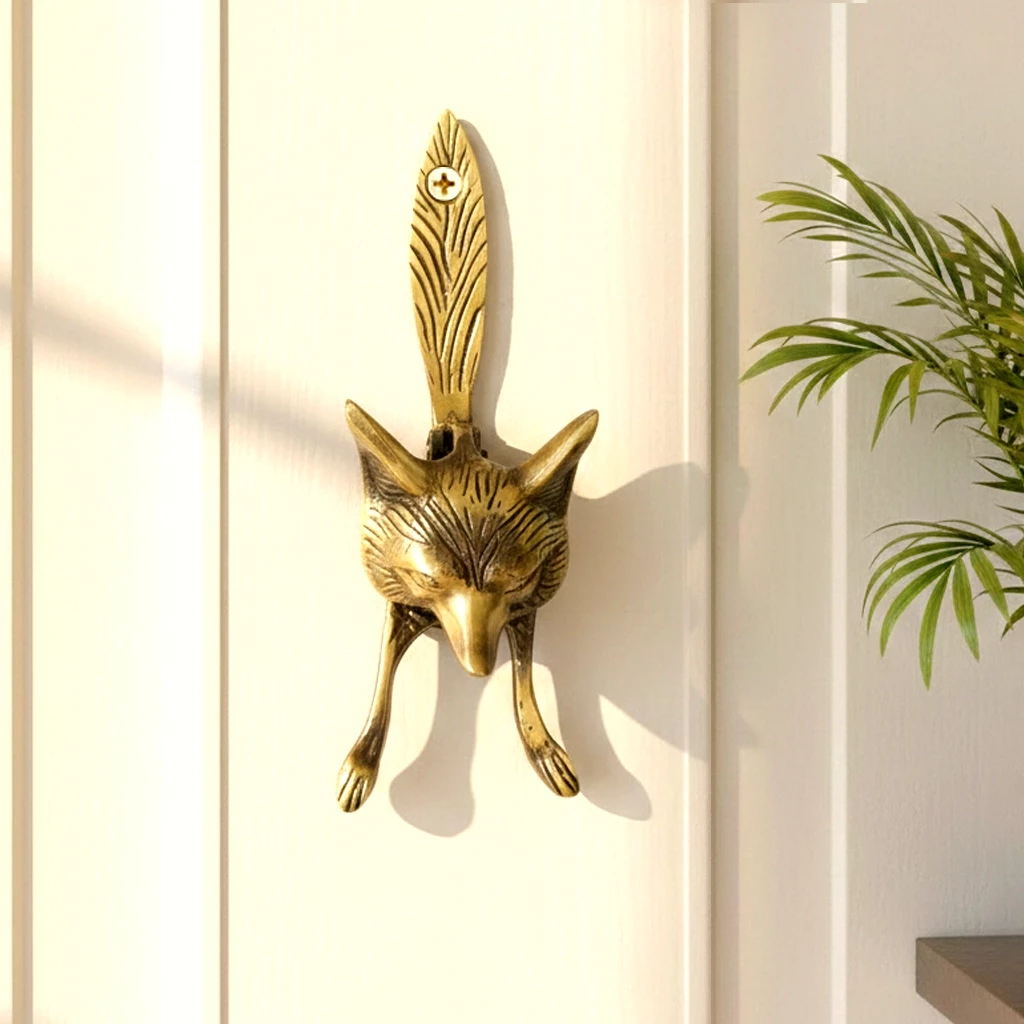 5" Brass Fox Door Knocker DK-014 | Fox Antique Door knocker | Fox vintage Door Knocker |