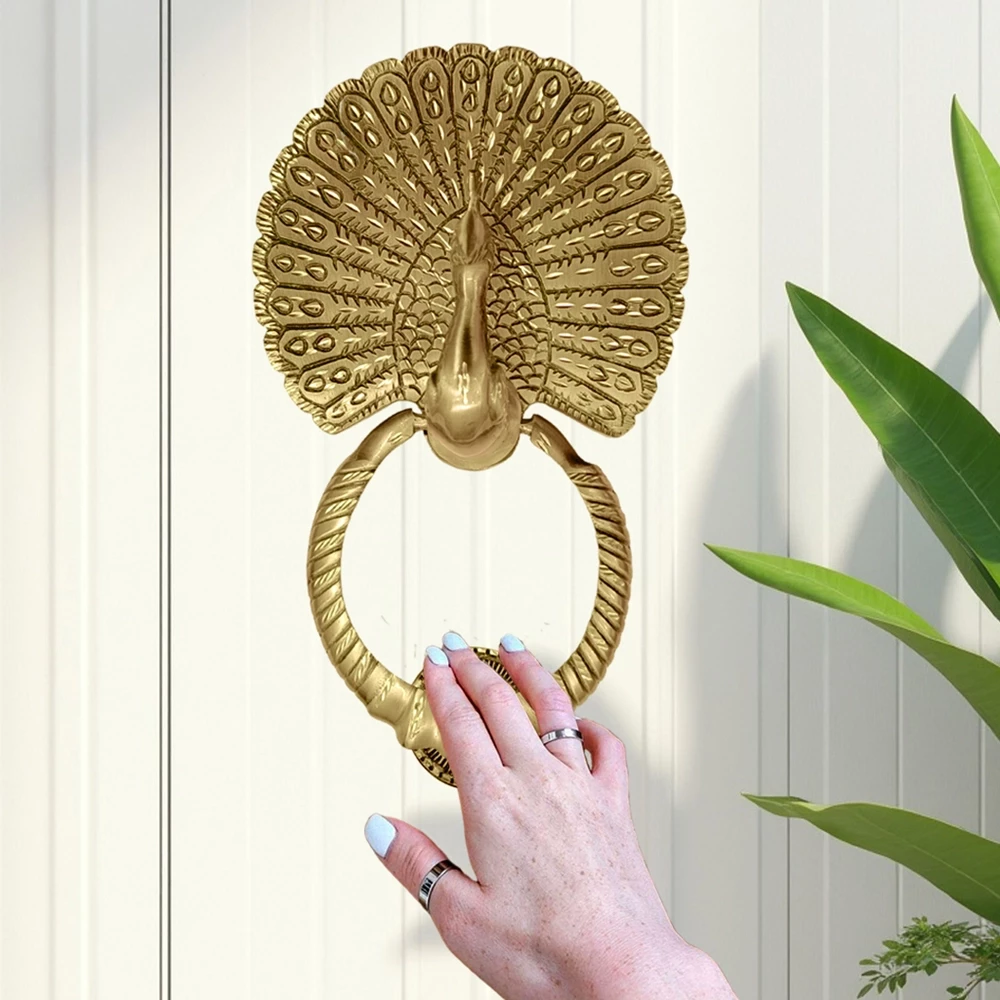 9.8" Big Mayur Brass Door Knocker DK-002 | Peacocks Door Knocker | Antique Brass Door Knocker | Heavy Traditional Design | Solid Brass Door Knocker | Premium Quality