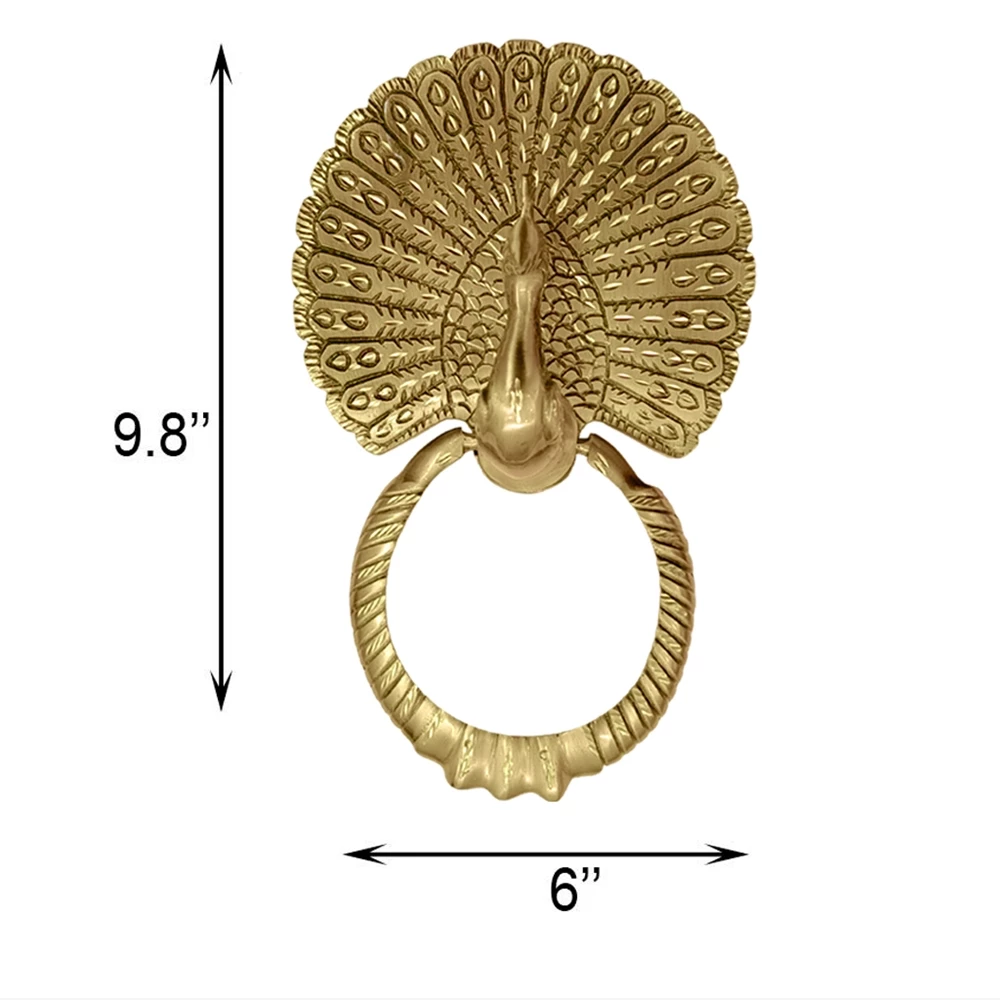 9.8" Big Mayur Brass Door Knocker DK-002 | Peacocks Door Knocker | Antique Brass Door Knocker | Heavy Traditional Design | Solid Brass Door Knocker | Premium Quality